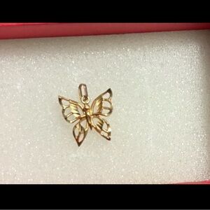 14k gold butterfly pendant